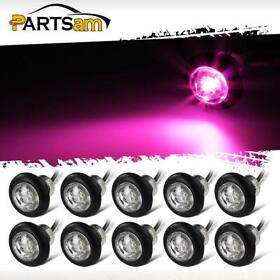 6h521926574u3q7x 10pcs 3/4inch Pink Purple Mini Led Fender Side Marker Clearance Light With Plug Ip68