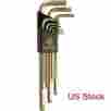 24520 Bondhus 9 Pc L-wrench Set Goldguard Ballpoint Metric End Long Sae Arm Hex Key Degrees 690550190148