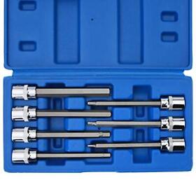 3/8 Drive Extra Long Allen Hex Bit Socket Set Metric 3mm To 10mm S2 And Crv Ste