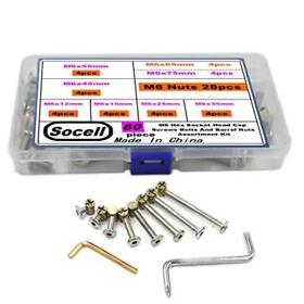 62pcs Crib Bunk Bed Furniture Hardware Replacement Kit Stainless Steel Hex