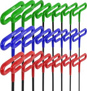 825454 Abn Long T Handle Allen Wrench Set 24pc - Sae 3/32-1/4 Inch Metric 2.5-6mm Torx T9