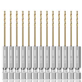 Aimlentool Hs-1/16-13pcs 13pc 1/16 Inch Titanium Coated Twist Hex Shank Drill Bit Set 135