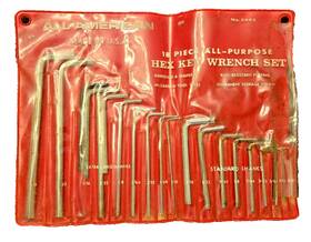 5493 All American Vintage U.s.a. 18 Pc. Purpose Hex Key Wrench Set #5493- Fine