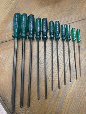 Allen 082171561849 Ball Plus 11 Piece Sae Long Length Screwdriver Handle Hex Key Set