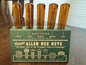 6075a Allen Handi-hex Key Set With Handles Display And Holder No. Vintage Tools