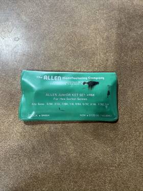 84664 Allen New Old Stock 9 Piece Short Arm Hex Wrench Set No. 664