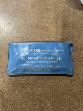 85620 Allen New Old Stock 9 Piece Short Arm Hex Wrench Set No. 9m