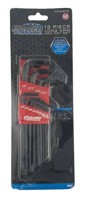 Gm8816 Allen Power Torque 13 Pieces Hex L Wrench Sae Set Long Arm With Tool Holder