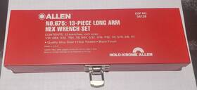 No675 Allen 13 Pc Long Arm Hex Wrench Set Used In Metal Box
