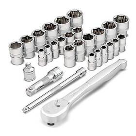 240120 Alltrade Tools 28 Piece Metric And Sae Zeon Socket Set With Ratchet Extensions Removes