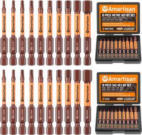 Amartisan 313055444430 20-piece Hex Head Allen Wrench Drill Bit Set Metric And Sae S2 Steel
