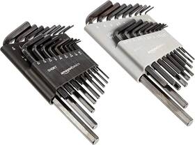 Ds-amz030 Amazon Basics Allen Wrench/hex Key Set Sae And Metric Sizes Chrome Vanadium Steel 2 Or