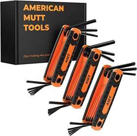 American Mutt Tools 850032520010 25pc Folding Allen Wrench Set And Star Key Includes Sae Metri