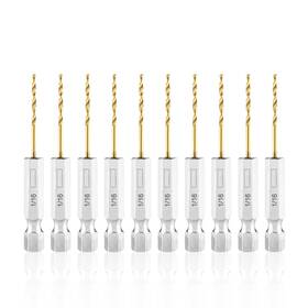 Ah1907-1 Amoolo Ah1907-1/16-10pcs 1/16 Twist Drill Bit Set 10pcs Titanium Hss Hex Shank 1/16ftft