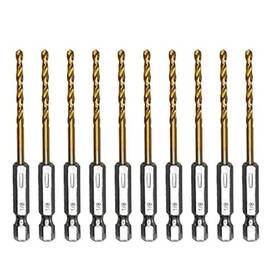 Ah1907-1 Amoolo Ah1907-1/8 1/8 Hex Shank Drill Bits 10pcs Titanium Hss 1/8&apos &apos