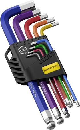 Avl015avlukm Amtovl Hex Key Set 9pcs Metric Allen 1.5-10mm Anti-slip Long Ball End