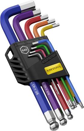 Avl016avluk Amtovl Hex Key Set 9pcs Imperial Allen 1/16-3/8inch Long Ball End