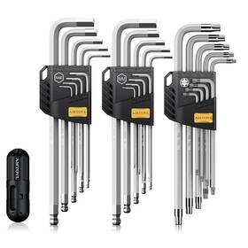 B0cqt57jln Amtovl 27-piece Magnetic Allen Wrench Set S2 Steel Sae Metric Torx Hex Key