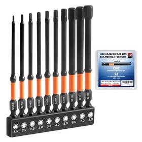 Aresmro 768477280539 Impact Allen Wrench Drill Bit Set 10pcs Metric 4&apos &apos