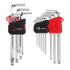 Ht04025 Arrow Fastener 18pcs Allen Wrench Set Ball End Hex Key Laser Etched Size Sae And Metric