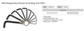 Arse110 Asahi 10-piece Sae Hex Key Wrench Set On Metal Ring Made In Japan