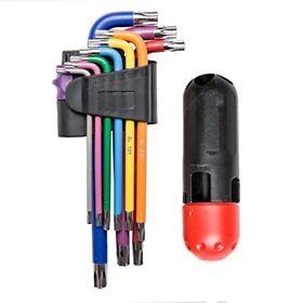 Begivuam Hex Keys Coloured Set 9 Pieces Star 175mm Long Arm Key Allen