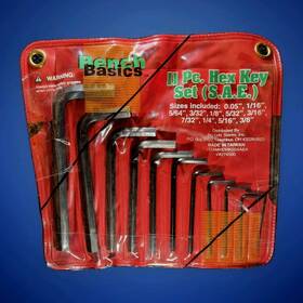 274500 Bench Basics 11 Pc. Hex Key Set .05 Inch 1/16 5/64 3/32 1/8 5/32 3/16 7/32 1/4 5/16 3/8