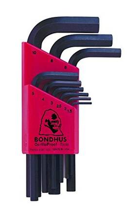 12299 Bondhus 037231122362 Set Of 9 Hex L-wrenches Short Length Sizes 1.5-10mm