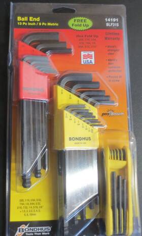 Bondhus 037231141912 14191 L-wrench/fold-up Combo Hex Key Set 31 Inch And Metric