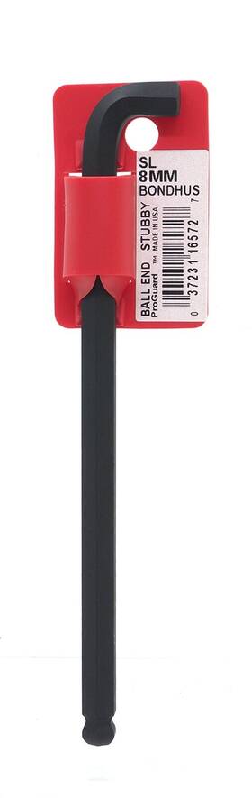 Bondhus 037231165727 16572 8mm Stubby Ball End Tip Hex Key L-wrench With Proguard Finish Tagged A
