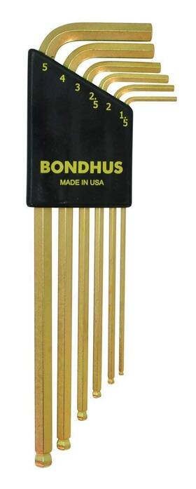 Bondhus 037231380465 Set 6 Goldguard Plated Ball End L-wrenches 1.5-5mm