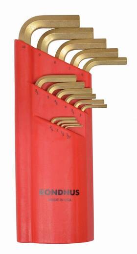 Bondhus 037231391959 39195 Set Of 15 Hex L-wrenches With Goldguard Extra Long Sizes 1.27-10mm