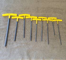 11356 Bondhus 9 T-handle Hex Key Wrench Set Sae 3/8 1/4 3/16 9/64 7/64 3/32 Inch