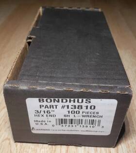 13810 Bondhus 3/16 Inch Hex Tip Key L Wrench With Proguard And Short Arm Pack Of 100 2.8