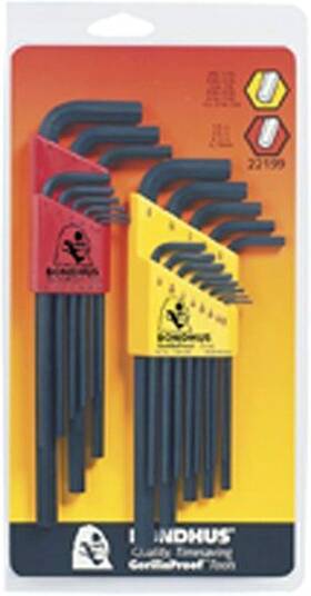 050-3 Bondhus 313103821824 22199 Hex L-wrench Doublepk Long Length 12137 .050-3/8 Inch And 12199 1.5-10mm