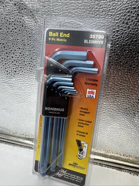 Blx9mhvb Bondhus 35799 9 Piece Metric Ball End Wrench Set Alloy Steel Pack