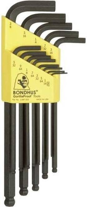 Bondhus 711181825534 Allen Wrench Hex Key Set Protanium Steel Ball End L Shape