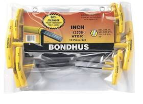 B000e80frg Bondhus 13338 Hex T-handle Set 10-piece 3/32-3/8 Inch Multicolor