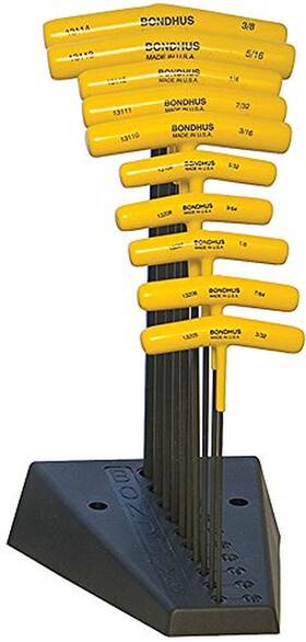 13190 Bondhus Btx10/s Set Of 10 Balldriver And Hex T-handles With Stand Sizes 3/32-3/8 Inch