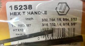 Htx10-6 Bondhus 15238 10-piece Inch Hex T-handle Set 6 Length 3/32 3/8