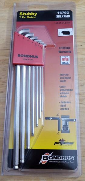 Sblx7mb Bondhus 16792 Subby 7pc. Metric Allen Set Nip