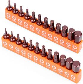 Branded 313105543571 24-piece Hex Head Allen Wrench Drill Bit Set Metric And Sae S2 Steel Bits