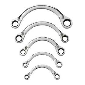 9850 Branded 72-tooth 12-point Metric Reversible Half Moon Double Box Ratcheting Wrench Set
