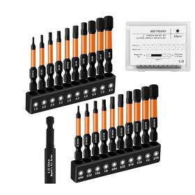 Bretreead 313038251284 Impact 2 Long Hex Head Allen Wrench Drill Bit Set 20pcs Metric And Sae 1/4 S