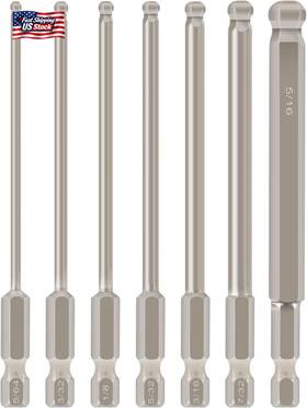 Broppe 313031930971 7pcs Sae Ball End Hex Screwdriver Bit Set Head Allen Wrench Drill 5/