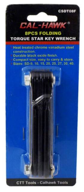 Cal Hawk 091044247162 8-pc. Folding Torx Hex Key Wrench Wrenches Cal-hawk