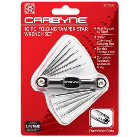 Carbyne 790404999566 10-piece Folding Tamper Proof Star Torx Wrench Set Includes T-6 To T-30. H