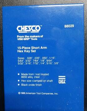 88029 Chesco Short Arm Hex Key Set 15-piece