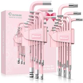 Cof008frf Colfuline 18pcs Pink Allen Wrench Set Metric Ball End Key And Torx Cr-v S