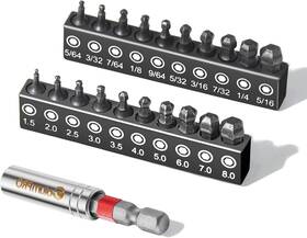 Columpro 445024551580 Ball End Allen Wrench Bit Set - 20pcs Metric And Sae Key Drill